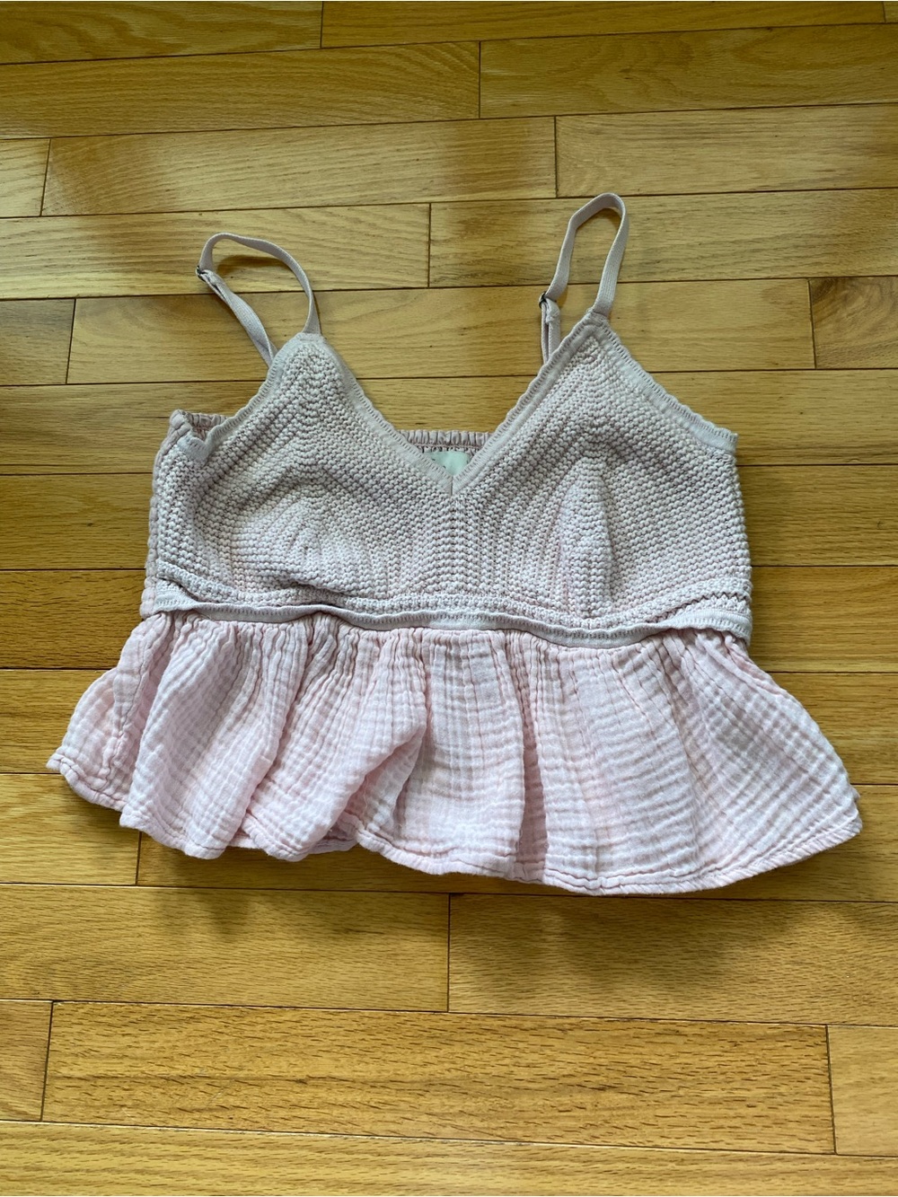Hollister Light Pink crochet and gauze babydoll tank